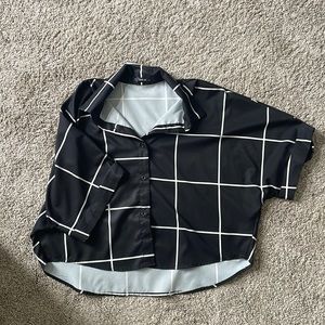 Black and white square button up top